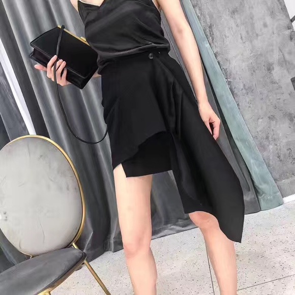 Asymmetric Black Mini Skirt - Picture 3 of 6